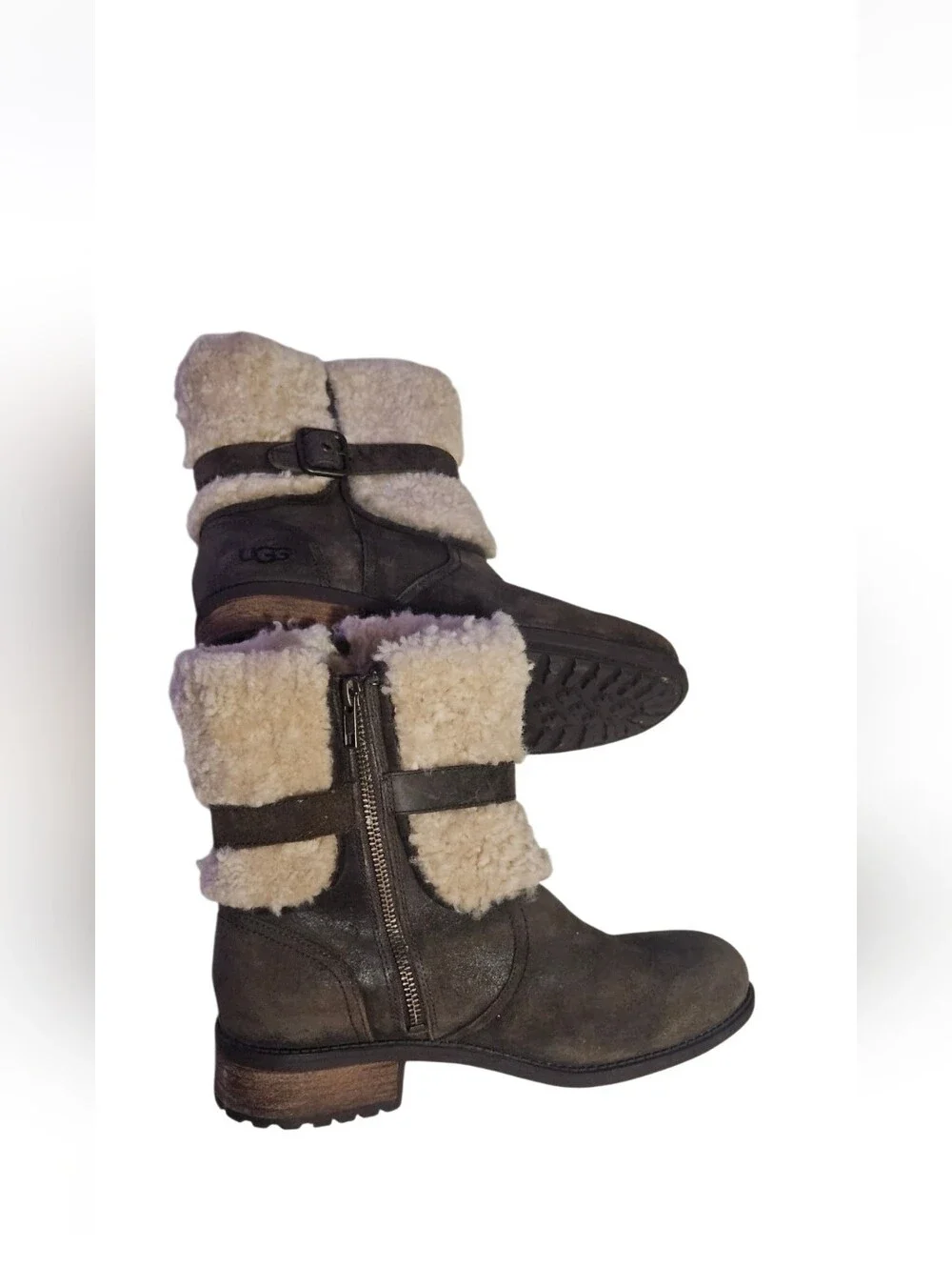 Uggs Shearling Lined Blayre 2 Ankle Boots in Cream and Chocolate 1008220 Sz 8